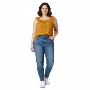 Universal Thread Mustard Yellow Polka Dot Ruffle Sleeveless Tank Top Women's XL